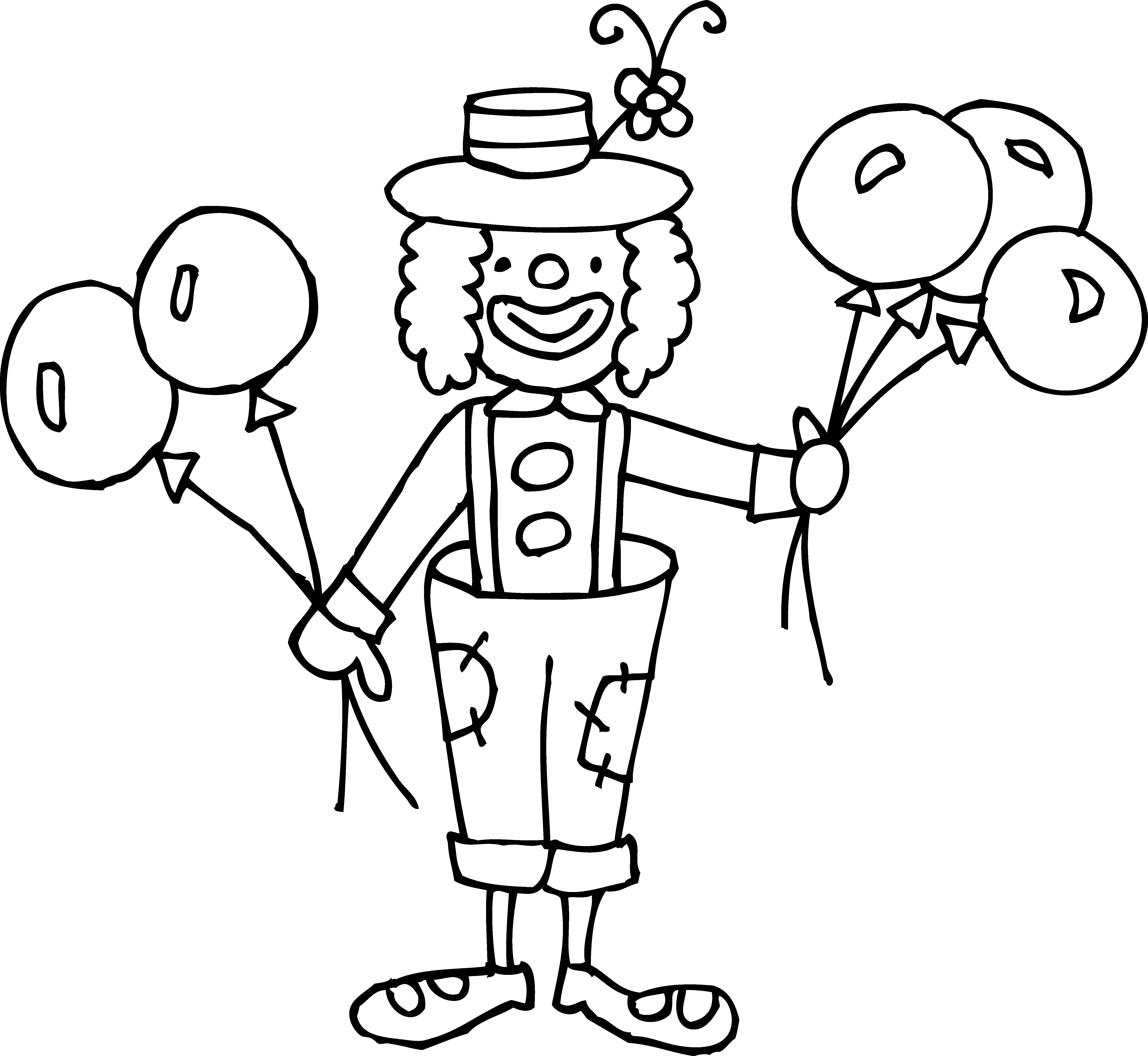 Clown Clipart Short - Clown Black And White Clip Art (5531x5087)