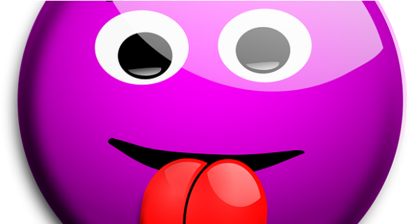Funny Laughing Soundboard App - Lila Alberne Smiley-zunge, Die Heraus Haftet Runder (621x320)