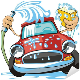 Car Washing Sign With Sponge And Hose Sticker • Pixers® - Car Wash Vector (400x400)