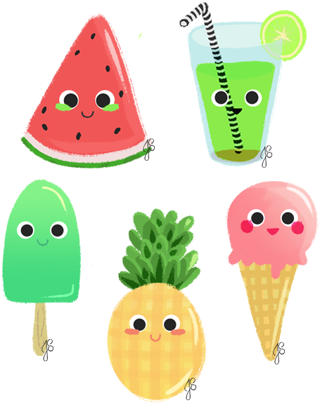 Summer Things On Behance By Artofjess - Easy Summer Things To Draw (520x621)