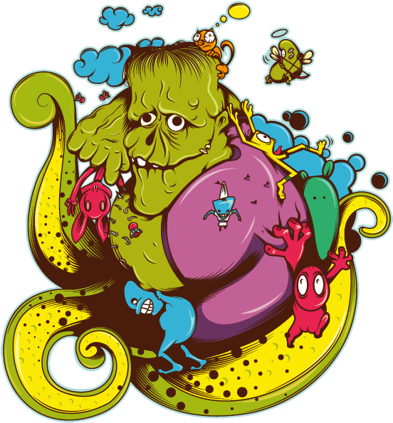 Green Monster Graffiti Vector Vector Comes With 2 Files, - Monster Vector (551x606)