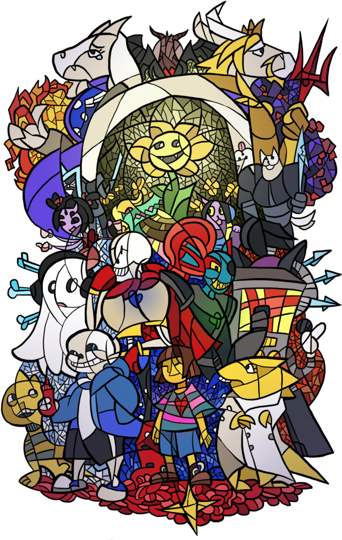 Bonded Through Determination By Alerane - Undertale Stained Glass Window (752x1063)
