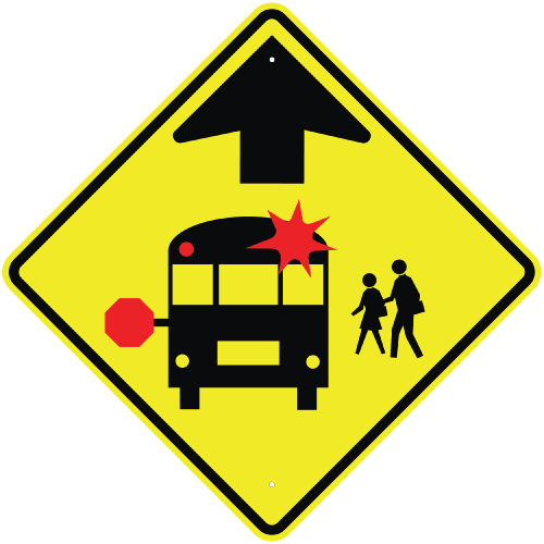 Related Products - School Bus Stop Ahead Sign (500x500)