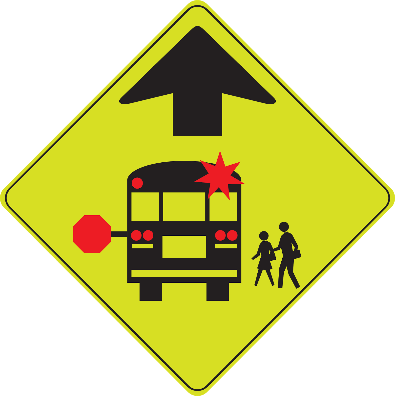 School Bus Stop Ahead - School Bus Stop Ahead Sign (1599x1600)