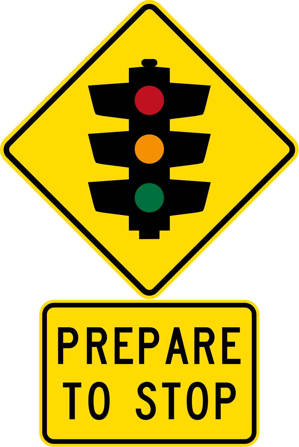 New Zealand Sign Assembly - Prepare To Stop Sign (1000x1493)