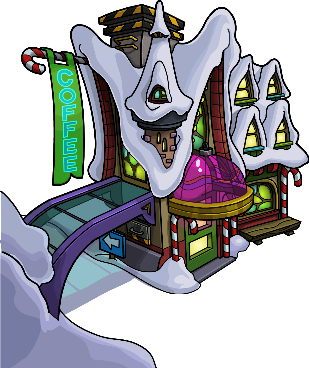 Coffee Shop Outside Holiday Party 2012 - Club Penguin Holiday Party (1290x1532)