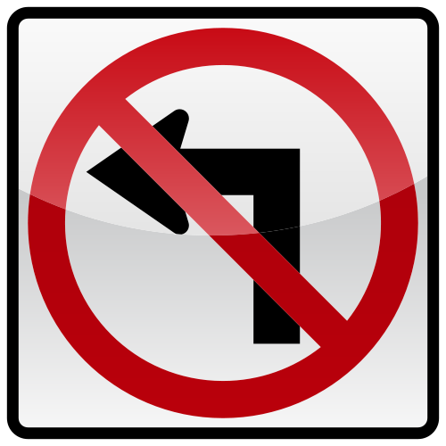 No Left Turn Sign - No Left Turn Sign (500x500)