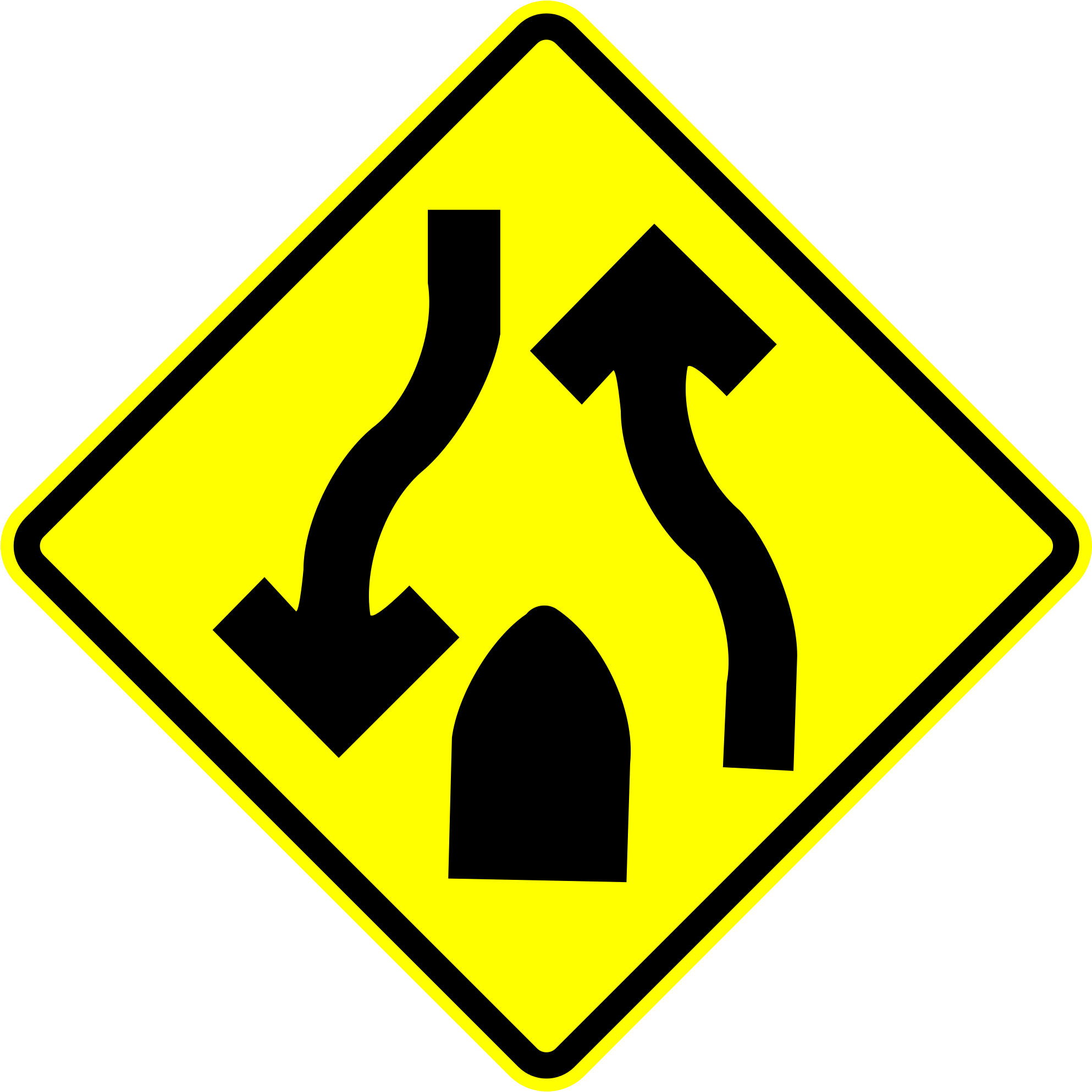 Open - Two Way Traffic Sign (2000x2000)