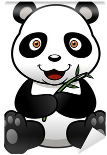 Vector Illustration Of Panda Cartoon With Bamboo Wall - Vector Graphics (400x400)