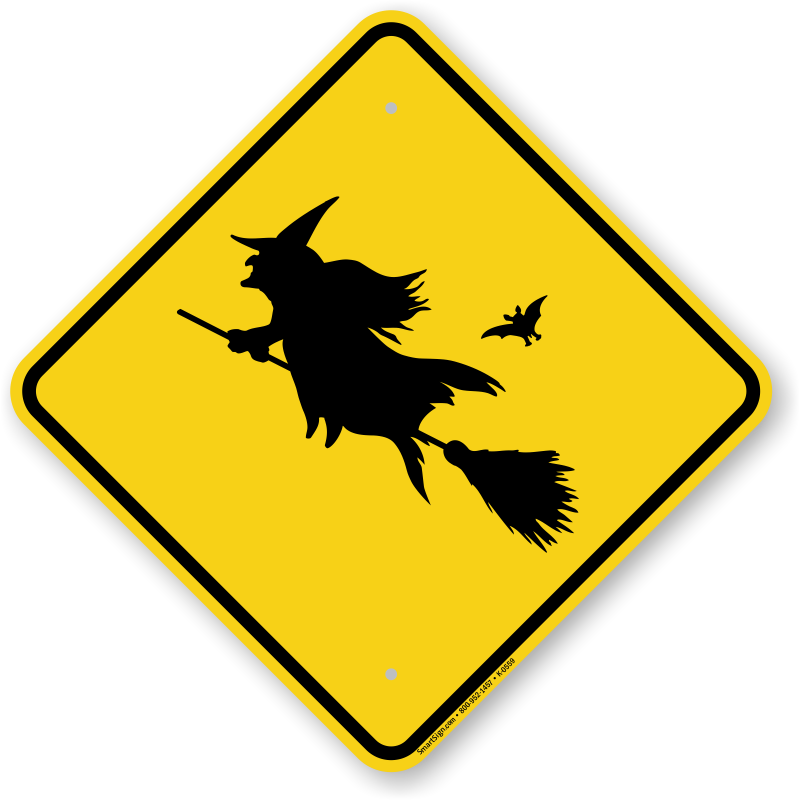 Witch Symbol Humorous Road Crossing Sign - Deer Crossing Road Sign (800x800)