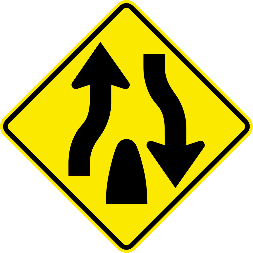 Jamaica Road Sign W30-2 - End Of A Divided Highway Sign (1024x1024)