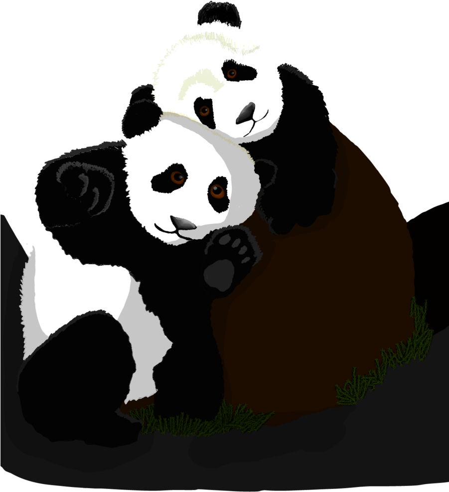 28 Collection Of Panda Hug Drawing - Hugging Pandas Png (900x1200)