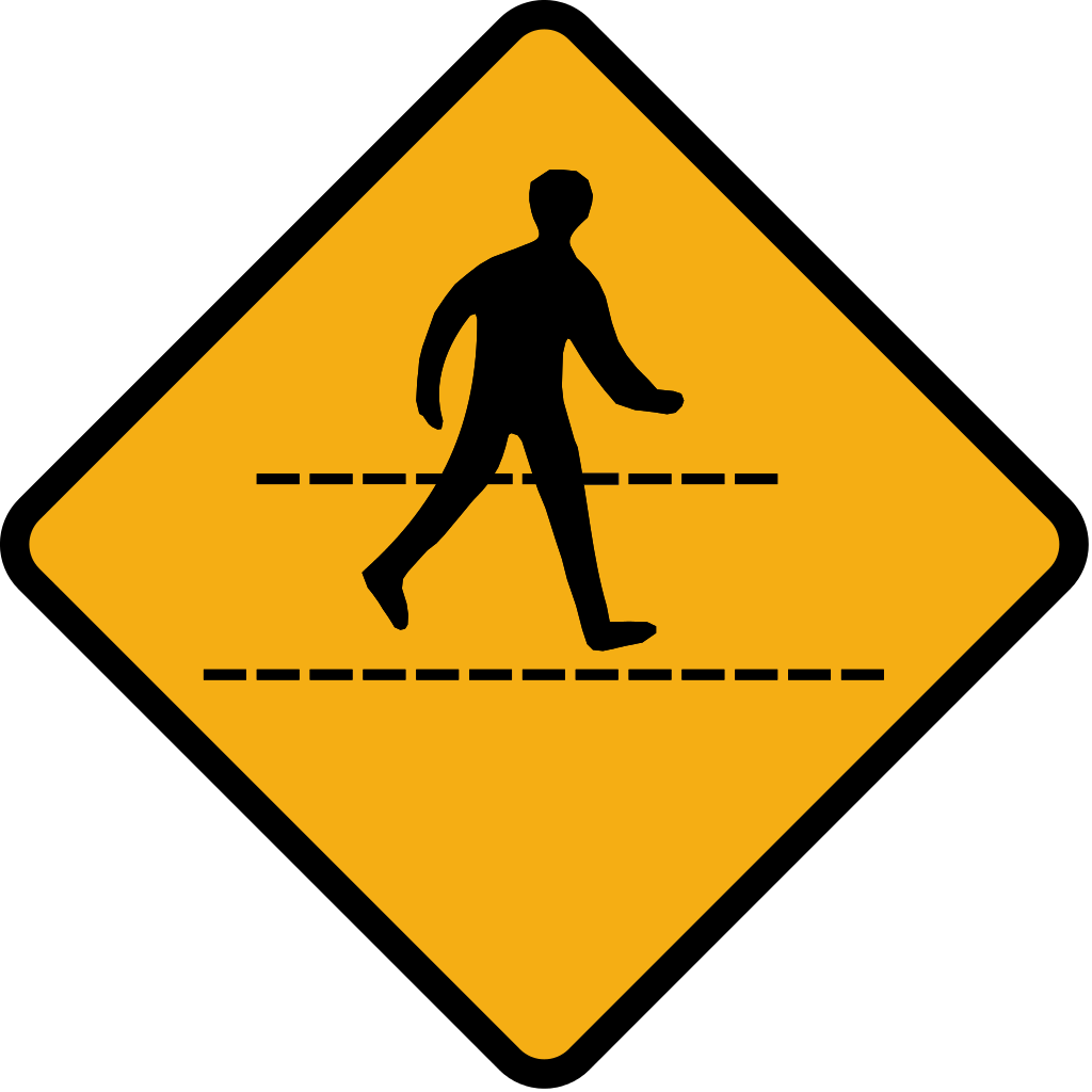 Diamond Road Sign Pedestrian Crossing Ahead - Deer Crossing Road Sign (1024x1024)