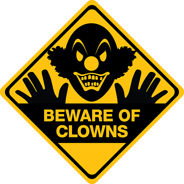 Beware Of Clowns Square Sticker 3" X 3" (600x600)