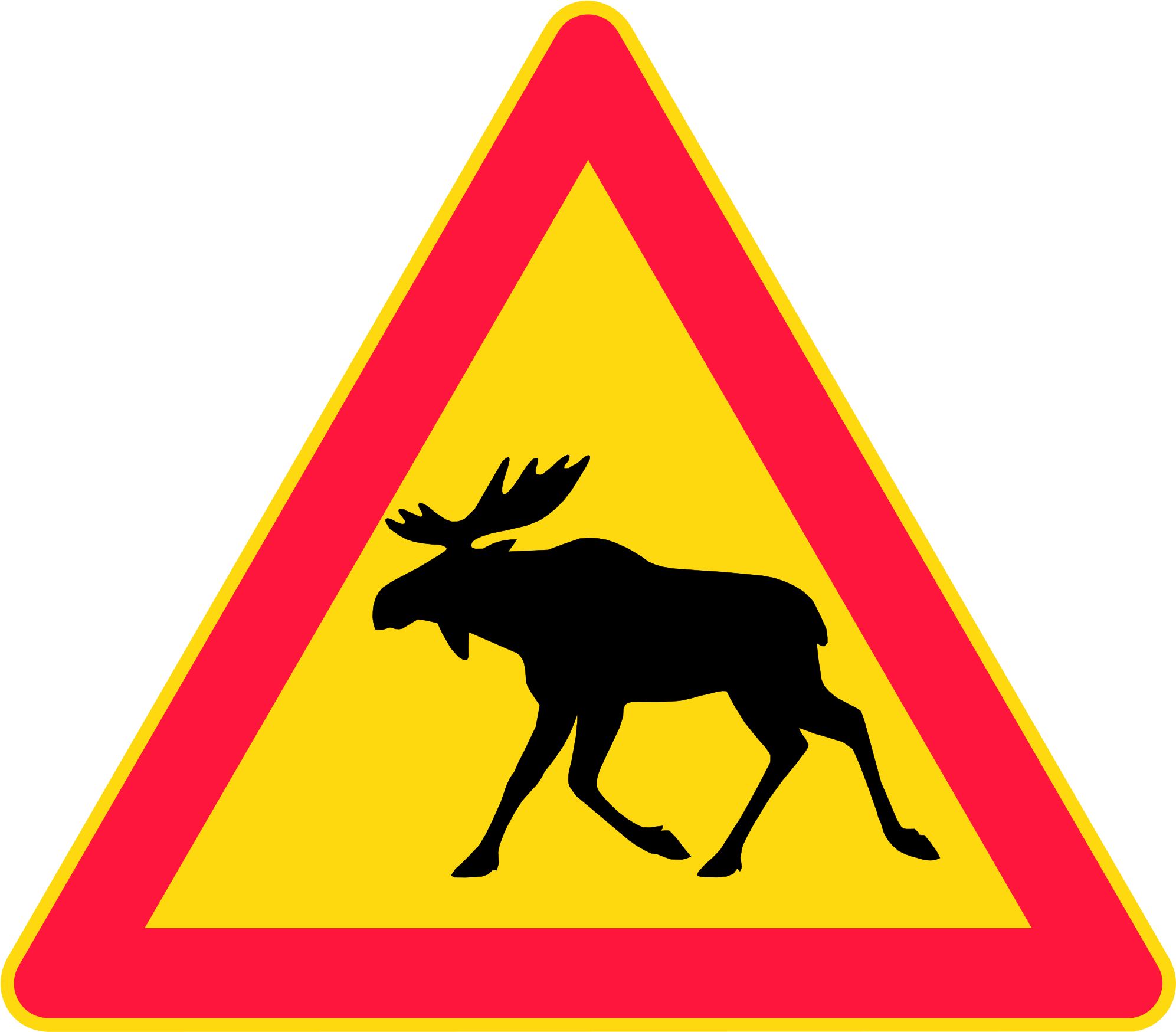 Open - Moose Crossing Road Sign Sticker (rectangular) (2000x1778)