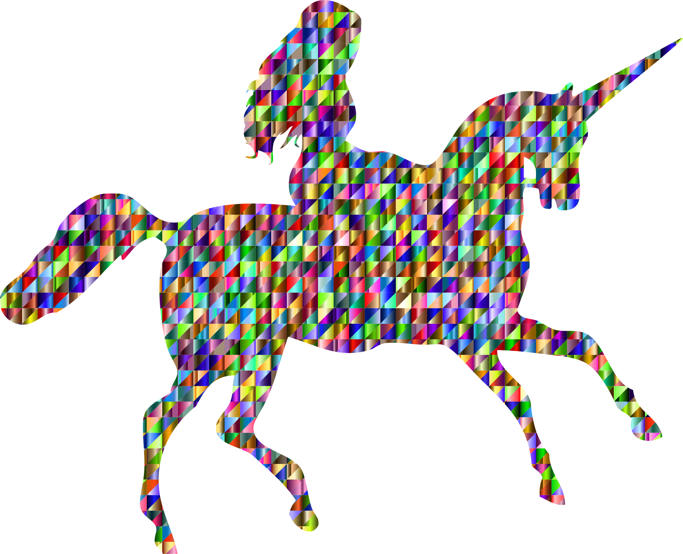 Triangular Woman Riding Unicorn - Unicorn Riding A Horse (2336x1894)