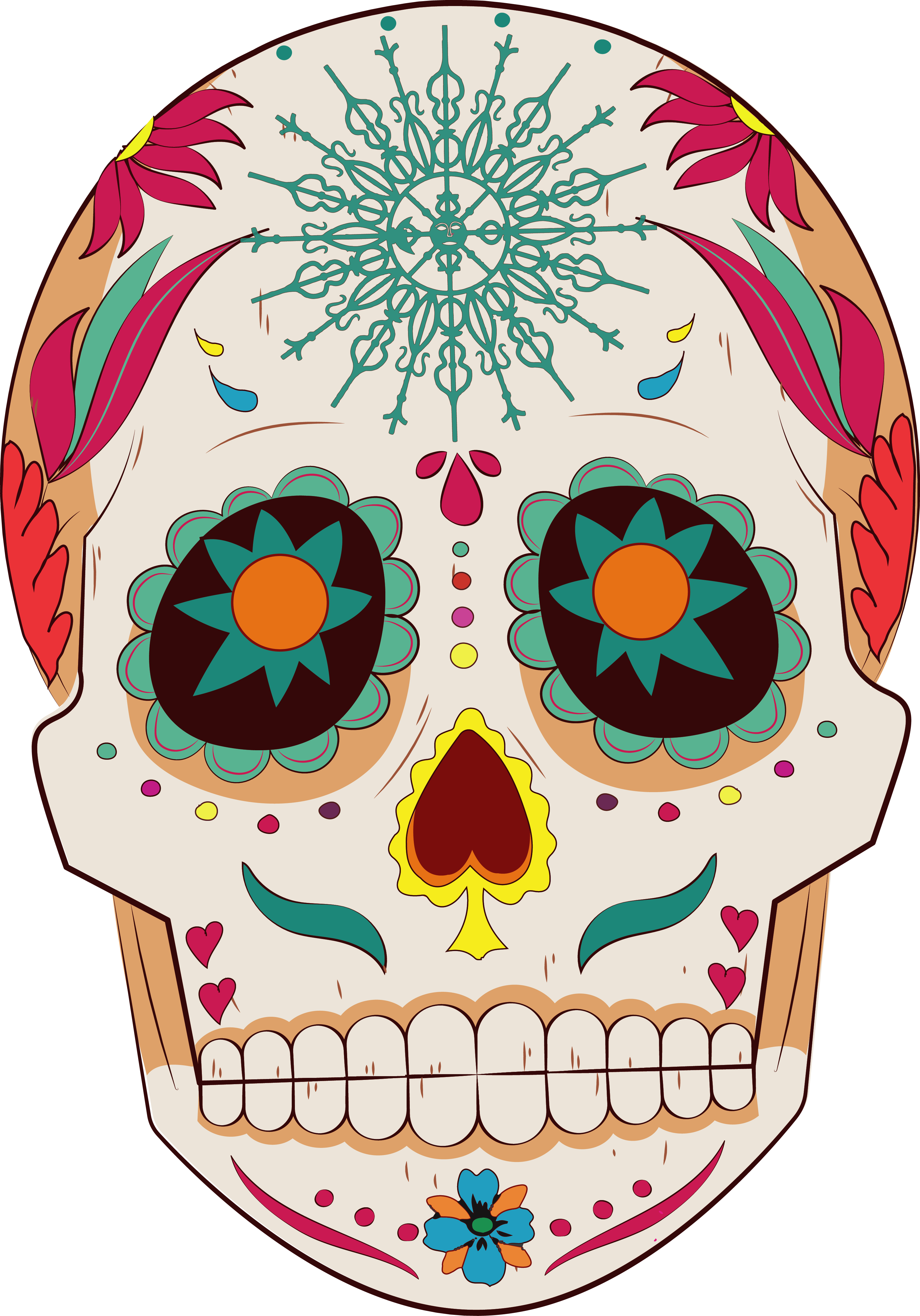 Calavera - Dia De Muertos Png (3204x4587)
