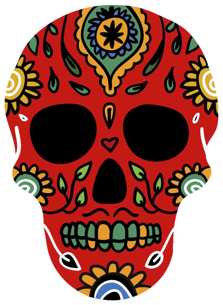 Skull La Calavera Catrina Clip Art - Ornated Decorative Skull Shower Curtain (1000x1000)
