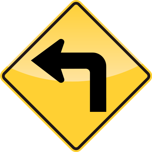 Turn Left - Left Turn Road Sign (500x500)