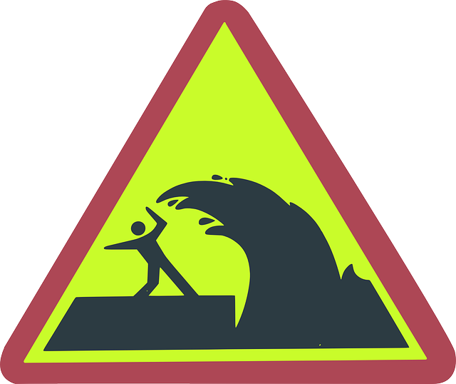 Tidal Wave, Spring Tide, Wave, Danger, Watch Out, Sign - Danger Sign Waves (640x538)