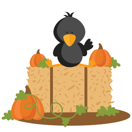 Crow On Hay Bale Model/sku - Pumpkin And Hay Bale Clipart (432x432)