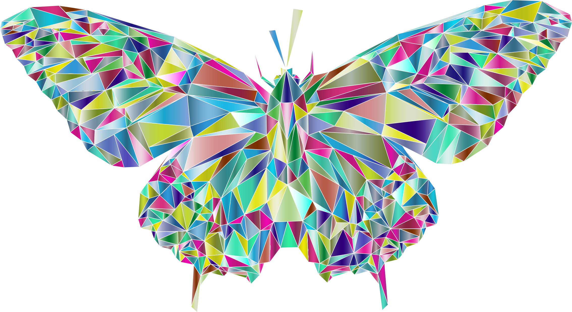 Poly Butterfly Prismatic 3 - Low Poly Art Butterflies (2268x1236)