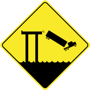 Bay Bridge Falling Truck Sign - Bridge Out Sign (400x400)
