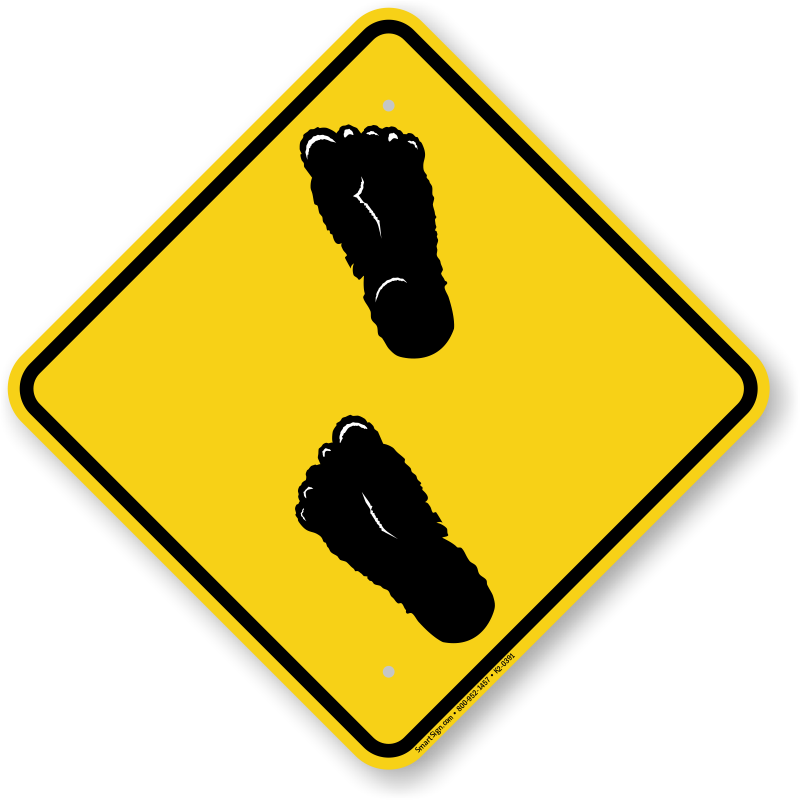 Bigfoot Symbol Caution Sign - Series Of Bends Sign (800x800)