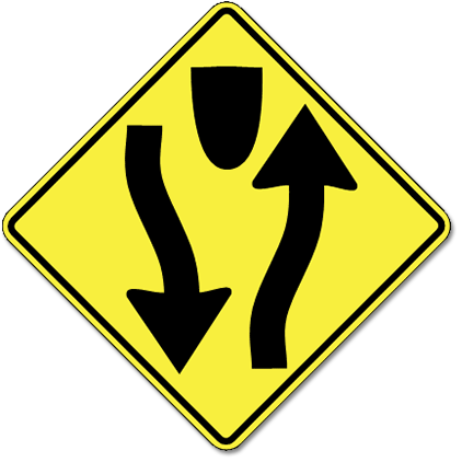 Identify The Correct Sign - Divided Highway Begins Sign (422x422)