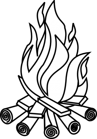 Campfire Black And White Clipart Kid - Fire Clipart Black And White (400x570)