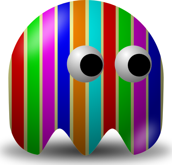 Pcman Game Baddie Stripey Clip Art Free Vector - Pacman Baddies (600x575)