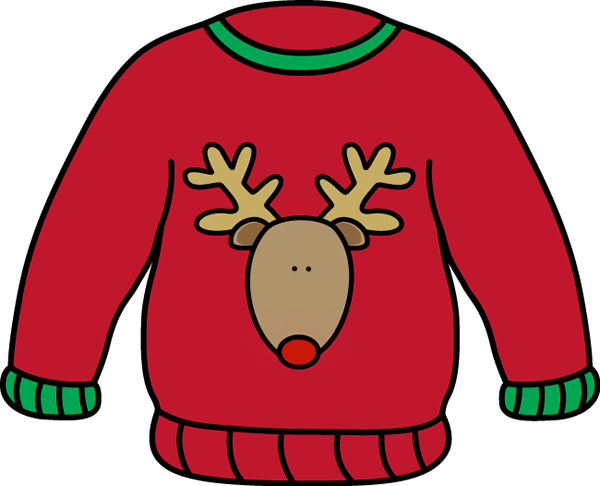 Reindeer Sweater Clip Art - Holiday Sweater Clip Art (600x486)