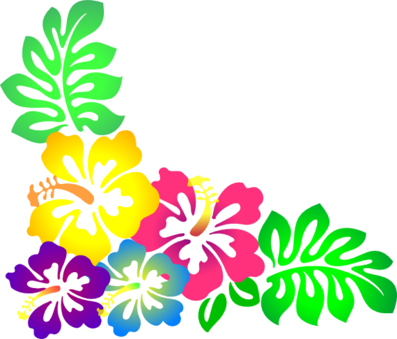 Hawaiian Flowers Clip Art - Luau Flowers Clip Art (570x486)
