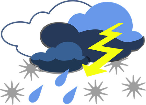 Lightning, Storm, Thunder, Rain, Clouds - Stormy Weather Clip Art (471x340)