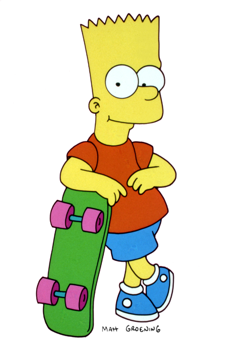 Com Uma Garota Chamada Greta , Filha De Rainier Wolfcastle - Bart Simpson With Skateboard (477x720)