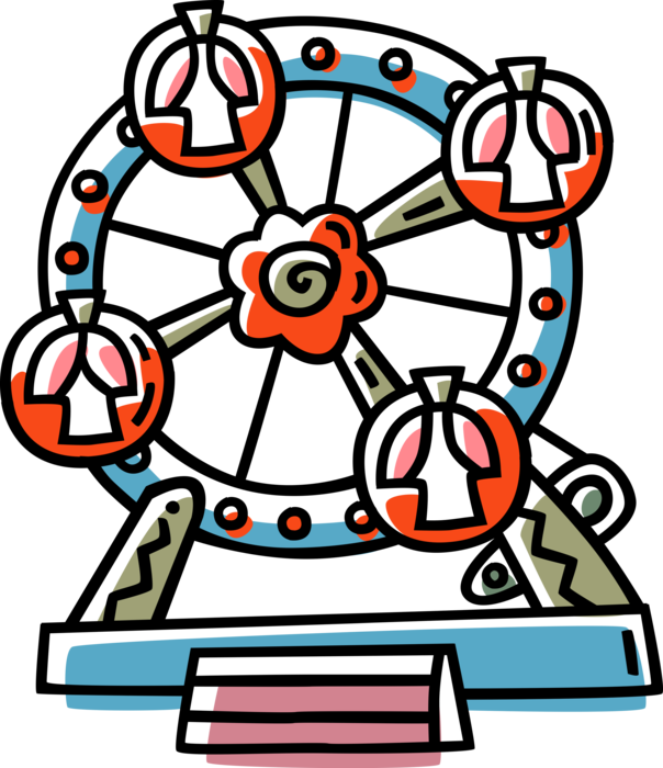 Vector Illustration Of Ferris Wheel Children's Toy - Ferris Wheel Clip Art (604x700)
