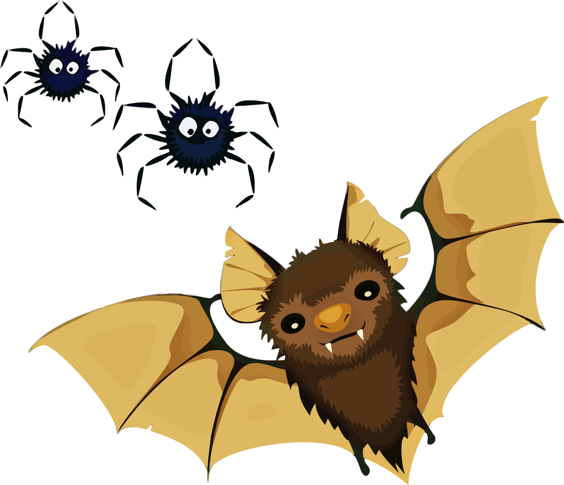 Vampire Bat And Spiders - Spiders And Bats Clipart (2146x1845)