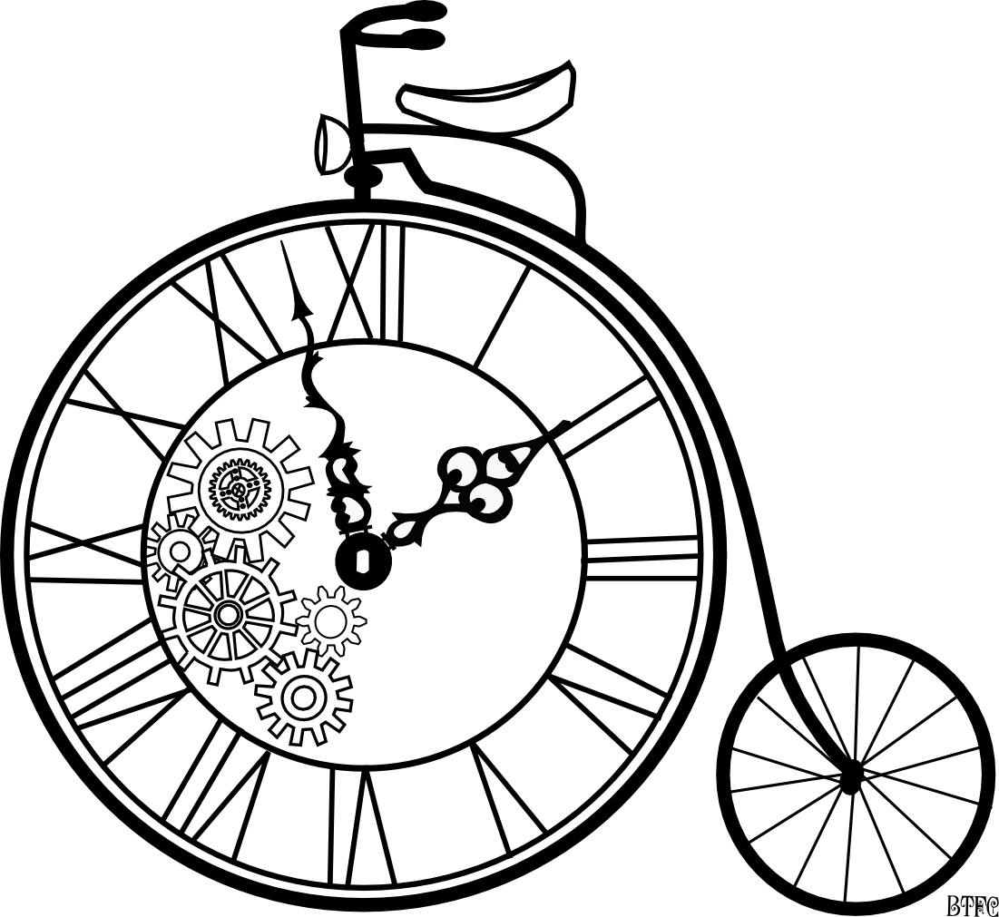 Steampunk Clipart Old Clock - Steampunk Bicycle Clip Art (1101x1011)