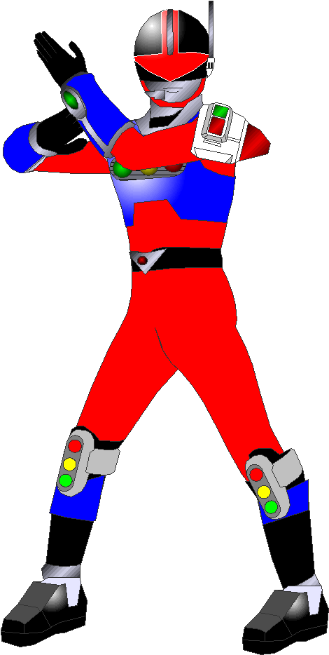 Time Force Red With Blue Centurion Armor By Rangeranime - Cartoon (544x941)