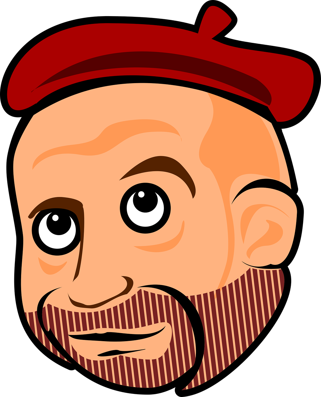 Bearded, Beret, Cara, Comic, Face, Head, Hombre, Man - Cartoon Head Bald And Beard (1034x1280)