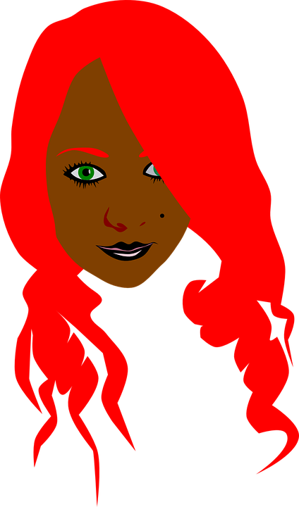 Curl Clipart Female Face - Red Hair Clipart Png (424x720)