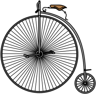 Bike Clipart Penny Farthing - Penny Farthing Bicycle Drawing (358x352)