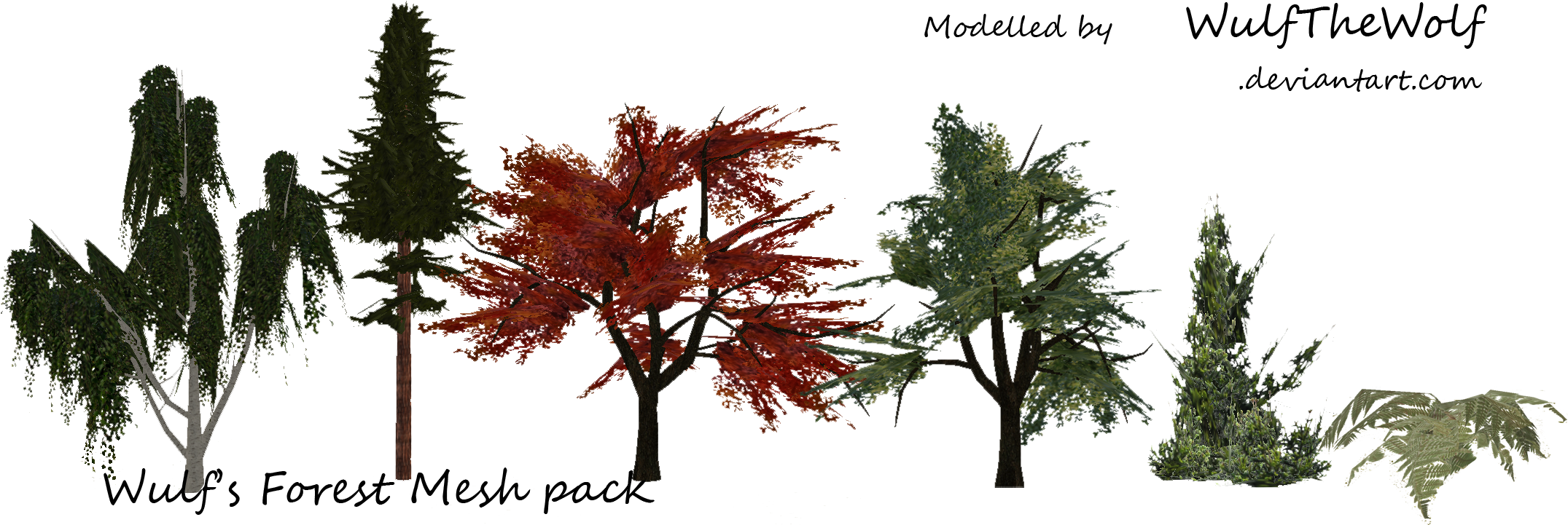 Forest Meshes By Mossasaurus - Feral Heart Tree Meshes (2150x761)