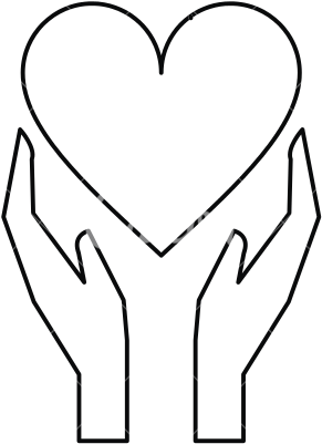 Hands Holds Heart Love Care Outline - Line Art (550x550)