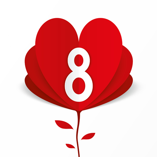 8 March Background Png - Number 8 With Hearts (500x500)