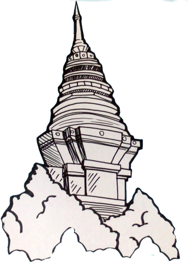 Buddhist Temple By Destiny-carter - Thai Buddhist Temple Drawing (400x544)