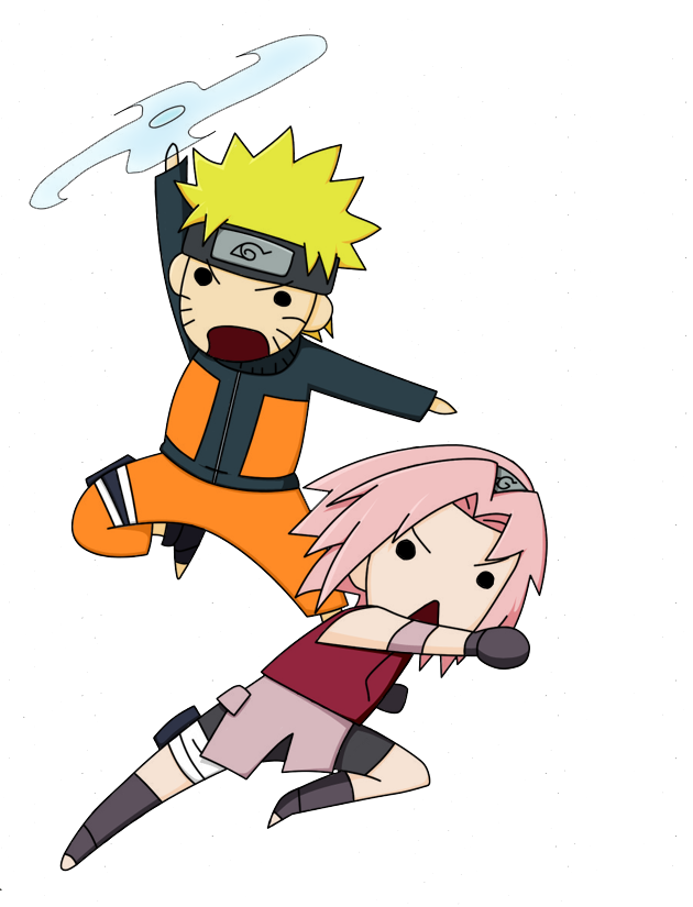 Naruto Hidan Chibi By Itachei Clipart Free Clip Art - Sakura And Naruto Png (630x825)