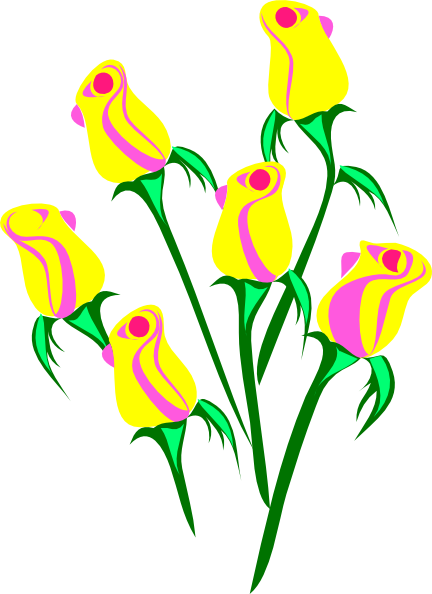 Yell Buds Clip Art At Clker - Helle Rosa Rosen Karte (432x594)
