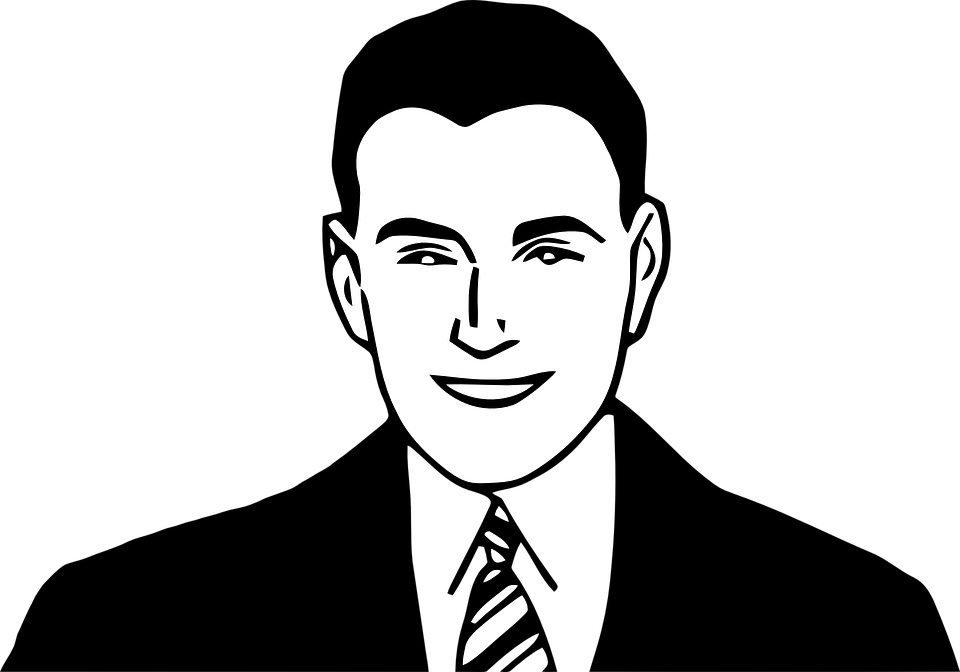 Portrait Clipart Male Face - Man Face Clipart Black And White (960x672)