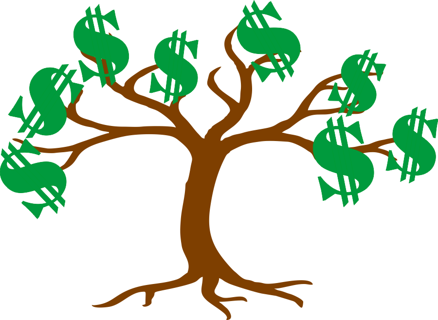 Dollar Signs As Leaves On A Tree - Bare Tree Clip Art (900x658)